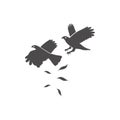 The Battle Of Two Birds Of Prey In The Sky Icon In Flat Style.